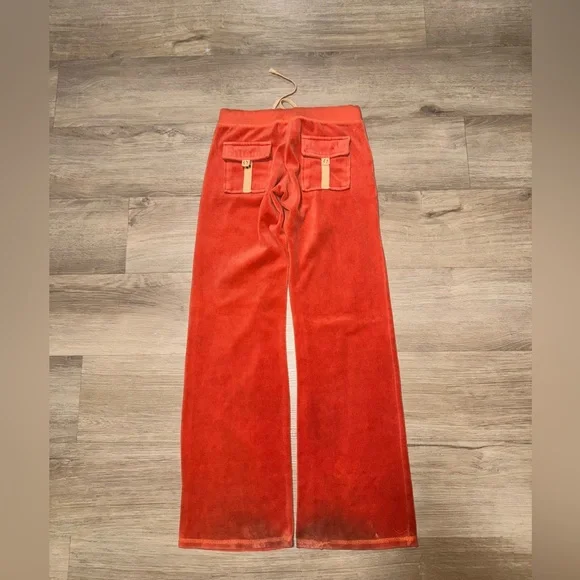 Elegant Red Velour Women's Trousers - Picture 2 of 3